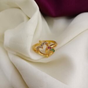 one gram heart gold forming adjustable ring copy